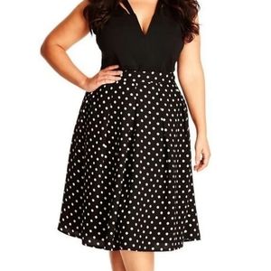 City Chic Black Polka-Dotted Skirt